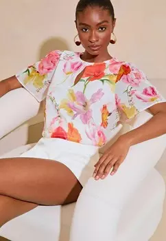 Блуза FLUTTER SLEEVE SPOT REGULR Lipsy, белый
