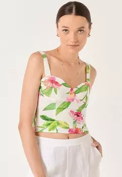 Блуза HEART NECK LINEN BLOUSE WITH THICK STRAPS Jimmy Key, белый