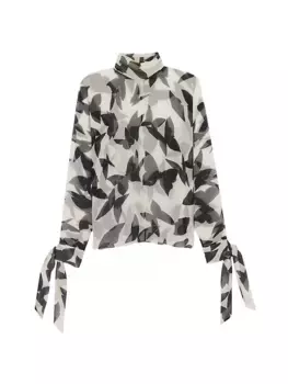 Блуза из шелкового муслина с бабочками Saint Laurent, черный