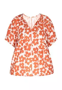 Блуза IZIA, цвет Dark orange/White