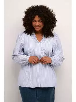 Блуза Kaffe Bluse, цвет Hellblau/Wei
