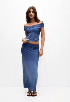 Блуза OFF-SHOULDER PULL&BEAR, синий