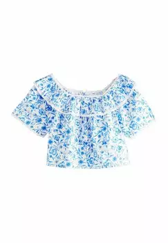 Блуза REGULAR FIT - PRINTED RUFFLE Next, синий