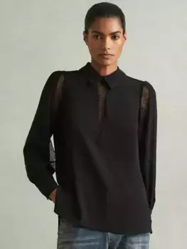 Блуза Reiss Renata Lace Insert, черный
