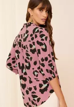Блуза RUFFLE V NECK 3/4 SLEEVE BUTTON THROUGH REGULAR FIT Love & Roses, розовый
