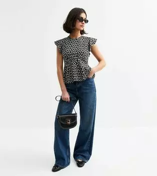Блуза RUFFLED SLEEVE New Look, черный
