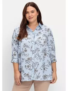 Блуза sheego Long, цвет hellblau gemustert