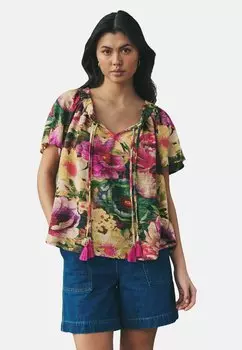 Блуза SHORT SLEEVE TIE NECK BARDOT Next, розовый