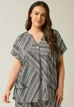 Блуза STRIPE BUTTON FRONT Evans, антрацит