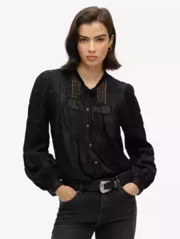 Блуза Superdry Woven Lace Long Sleeved, черный