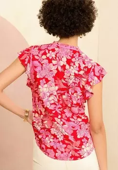 Блуза V NECK FLUTTER SLEEVE REGULAR FIT Love & Roses, красный