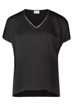 Блуза Vera Mont Satin mit V Ausschnitt, черный