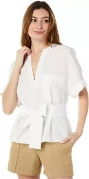 Блуза Vince Cuffed Short Sleeve V-Neck Blouse, цвет Off-White
