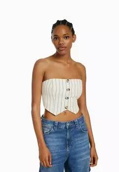 Блузка Bershka, бежевый