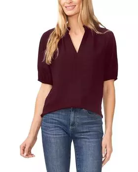 Блузка CeCe Ruffle Neck Raglan Split Seam Blouse, цвет Rich Cabernet