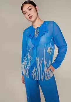 Блузка Elena Mir? с глубоким вырезом, голубой