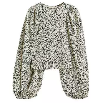 Блузка H&amp;M Balloon-sleeved Jersey, кремовый/узорчатый
