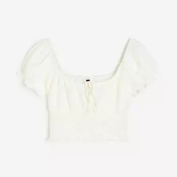 Блузка H&M Fluffy Sleeves Pleated, кремовый