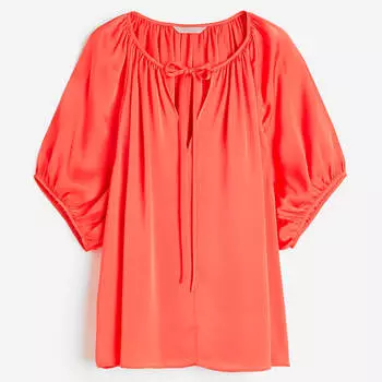 Блузка H&M Oversized Tie-top, коралловый