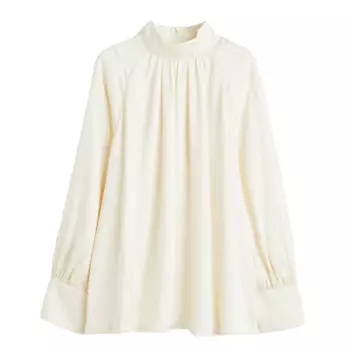 Блузка H&amp;M Satin with balloon sleeves, белый