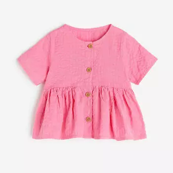 Блузка H&M Seersucker Peplum, розовый