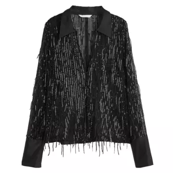 Блузка H&amp;M Sequined, черный