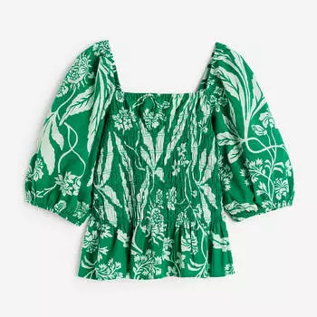 Блузка H&amp;M Smocked, зеленый