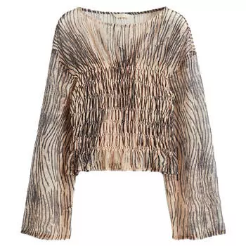 Блузка H&M Smocked, бежевый/черный
