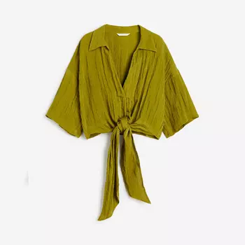 Блузка H&M Tie Detail, хаки