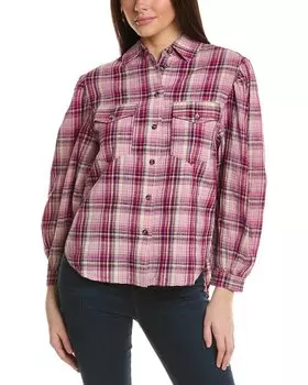 Блузка Isabel Marant Etoile из льняной ткани в клетку, розовый