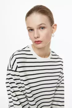 Блузка из джерси с длинными рукавами H&M, черный