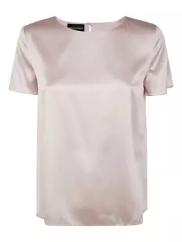 Блузка из шелка и атласа Emporio Armani, розовый