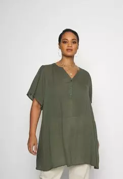Блузка Kaffe Curve Kcami Puff, зеленый