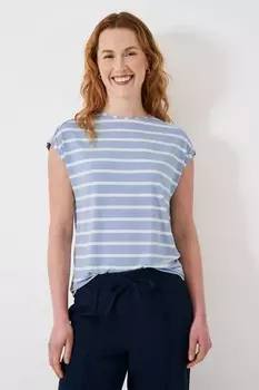 Блузка классического кроя из модала в голубую полоску Crew Clothing Company, синий