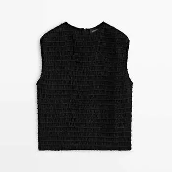 Блузка Massimo Dutti Sleeveless Textured Limited Edition, черный