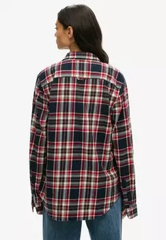 Блузка на пуговицах OVERSIZED LONG SLEEVE LUMBER Superdry, синий