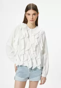 Блузка на пуговицах RUFFLE LONG SLEEVE PETER PAN Koton, белый
