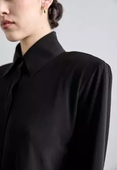 Блузка на пуговицах Shoulder Pads Norma Kamali, черная