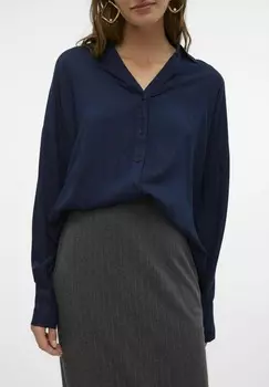Блузка на пуговицах VMBUMPY Vero Moda, темно-синий