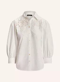 Блузка-Рубашка с рукавами 3/4 и кружевом Lauren Ralph Lauren, белый