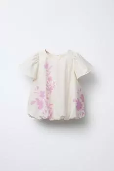 Блузка с цветочным принтом ZARA, экрю