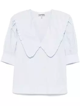 Блузка с оборками GANNI, синий