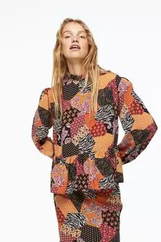 Блузка с оборкой на воротнике H&M, оранжевый/узор