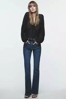 Блузка с полными рукавами ZARA, черный