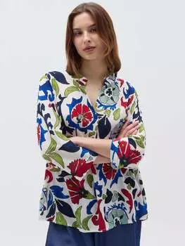 Блузка с принтом и V-образным вырезом Hybrid, цвет white/blue/red