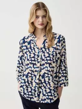 Блузка с принтом и V-образным вырезом Hybrid, цвет blue/white