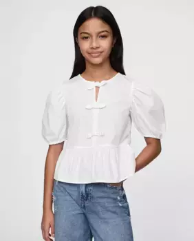 Блузка с пышными рукавами Gap, белый