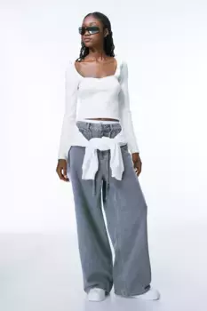 Блузка с рюшами H&M, белый