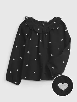 Блузка с сердечками Gap, черный