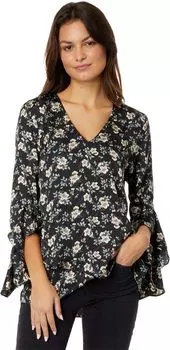 Блузка с V-образным вырезом в два слоя Vince Camuto, цвет Rich Black